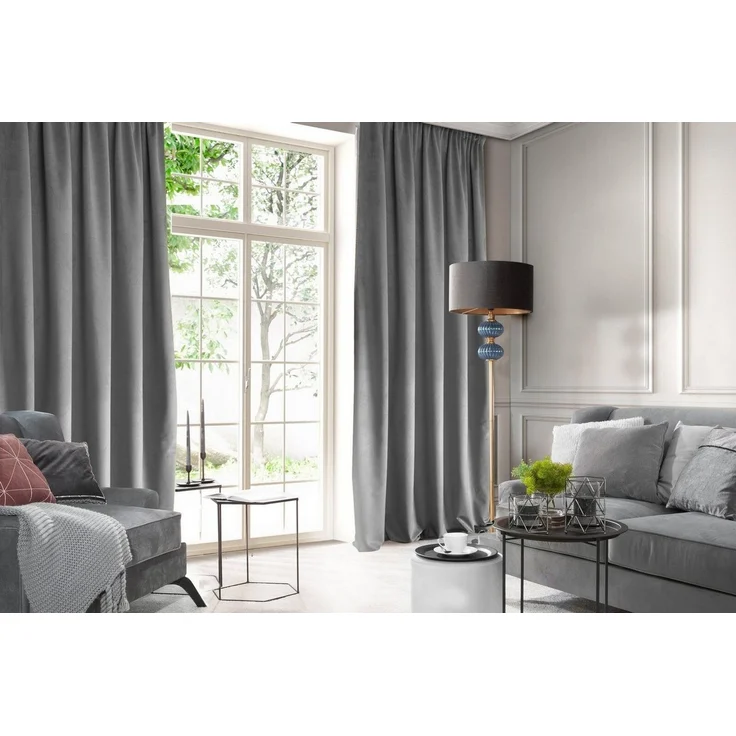 Samtvorhang Velours Vorhänge zum Wohnzimmer Prachtvoll Elegant stahl 140x270 cm Kräuselband – Bild 5