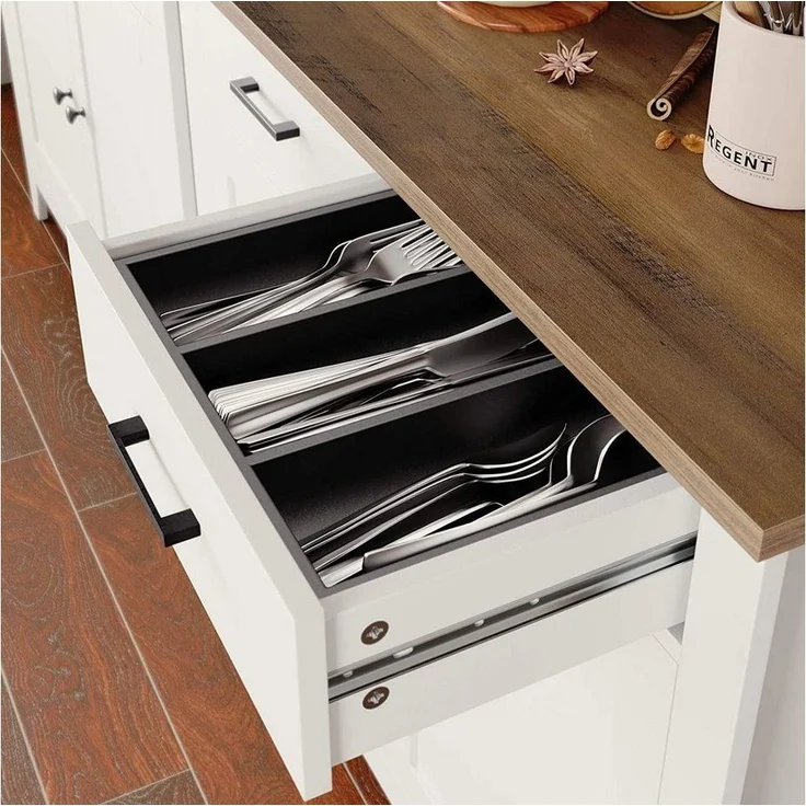 HOMECHO Buffet Sideboard Weiß Küchenschrank mit 2 Schubladen 2 Türen – Bild 3