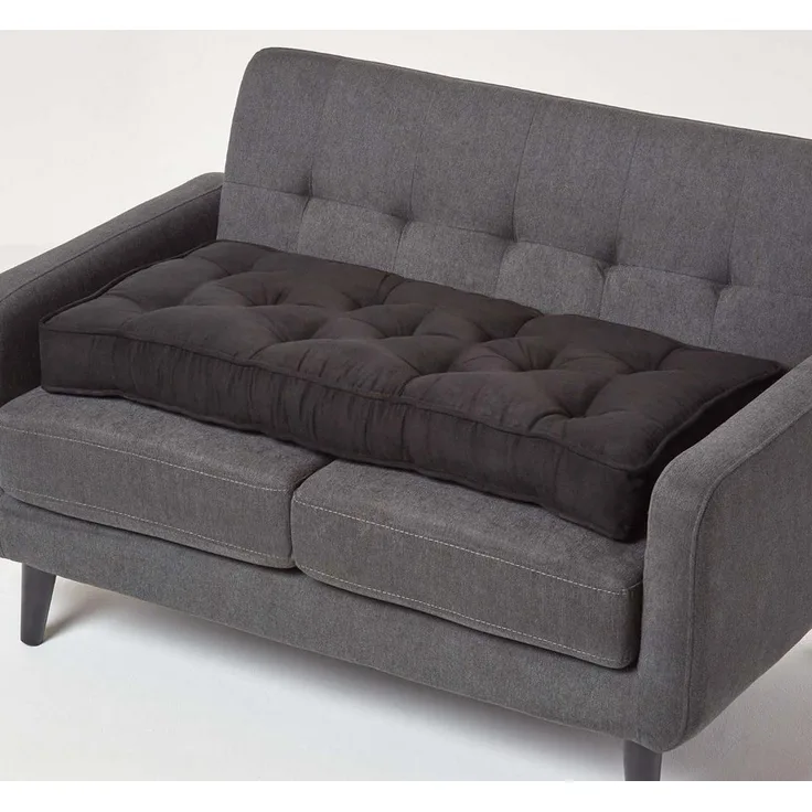 Homescapes Sitzkissen Sofa-Auflage 100x48 cm mit Veloursbezug – dickes Sitzkissen schwarz