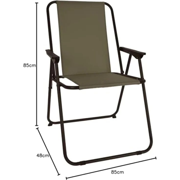 Campingstuhl Klappstuhl Anglerstuhl Stoff Oxfort Metall Olivegrün – Bild 3