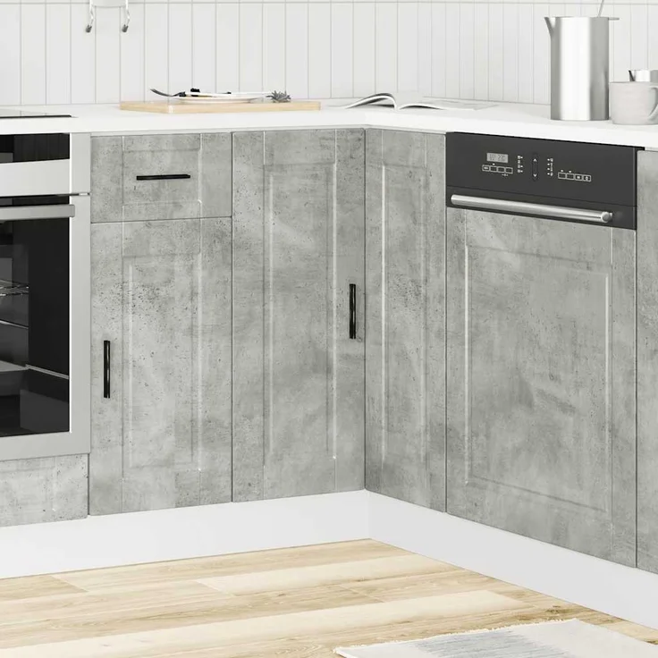 vidaXL Küchen-Eckunterschrank Porto Betongrau Holzwerkstoff 853991 – Bild 3
