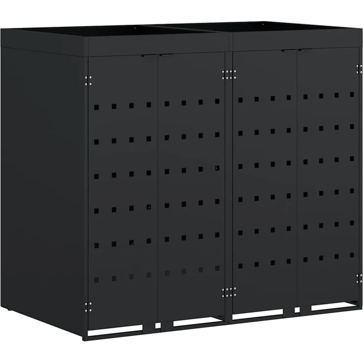 vidaXL Wagenmüllbehälter für 2 Behälter Schwarz 136 x 77,5 x 121,5 cm 3394738 – Bild 2