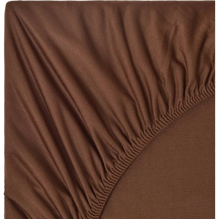 NatureMark Spannbettlaken Jersey Basic Spannbetttuch, 100% Baumwolle, Gummizug: rundum, (1 Stück), in vielen Größen und Farben, bis 40cm Steghöhe, 200x220cm, Braun – Bild 3
