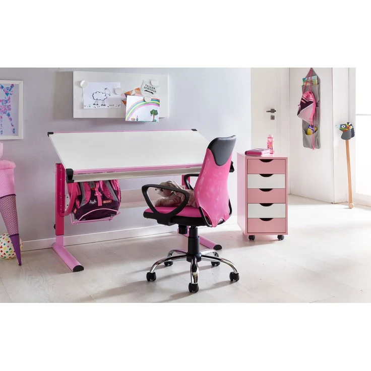 Amstyle Kinderstuhl Schreibtischstuhl TERNI Schwarz Pink mit Armlehnen 45x45x94 cm – Bild 5