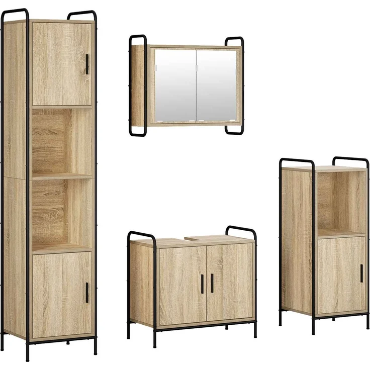 vidaXL Badezimmerschrank-Set 4 stk. Sonoma-Eiche 40 x 36 x 181 cm 3444592 – Bild 2