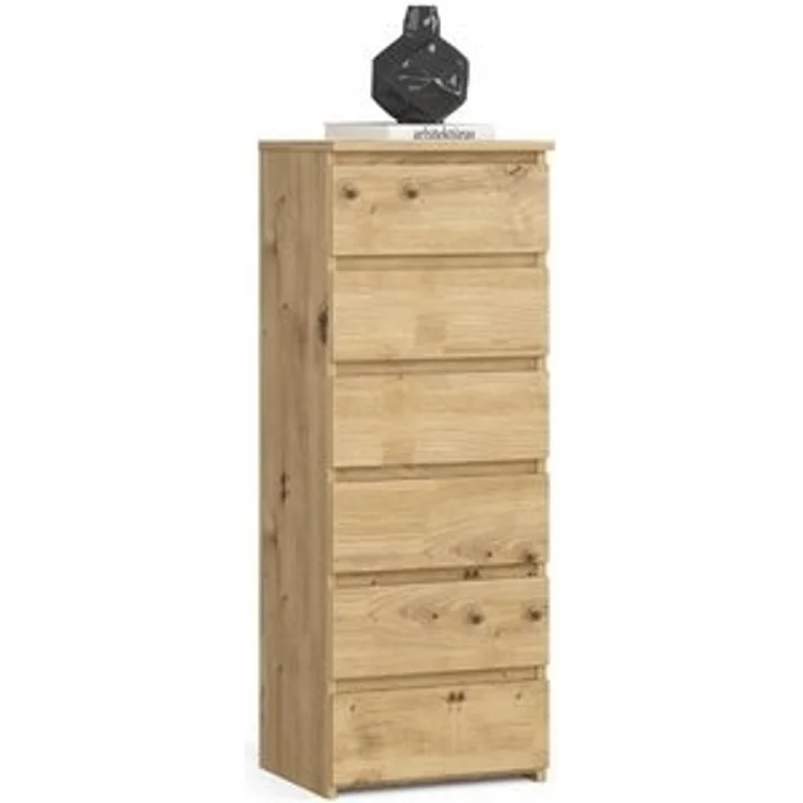 Home Collective Kommode 40 cm breit Holz Highboard Sideboard für Flur Schlafzimmer Wohnzimmer (Mehrzweckschrank Schrank schmal Kommode Schlafzimmer mit Schubladen), Kinderzimmer Organizer, 109 cm hoch mit 6 Schubladen Artisan Eiche – Bild 6