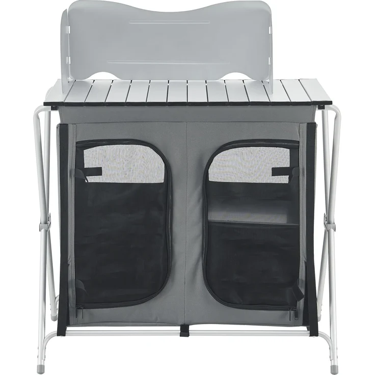Campingschrank Tullinge mit Arbeitsplatte und Windschutz 80x50,5x104,5cm Dunkelgrau en. casa – Bild 4