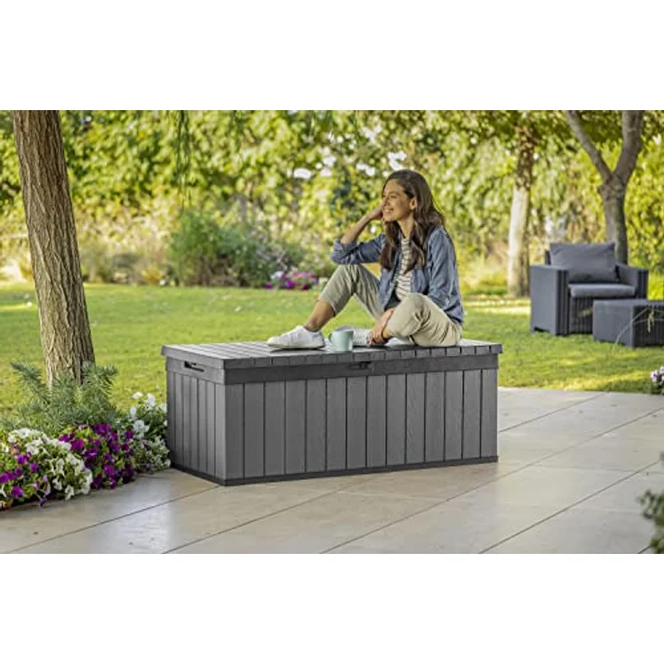 Keter Gartenbox Keter Aufbewahrungsbox DARWIN Anthrazit, 380 L, belastbar bis 300 kg, abschließbar – Bild 4