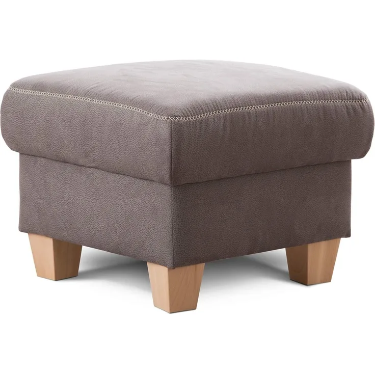 Cavadore Hocker Wisconsin / Sofa-Hocker, Sitzhocker, bzw. Fußbank mit Stauraum im Landhausstil / Holzfüße in Buche / Mikrofaser / Größe: 58 x 45 x 58 cm (BxHxT) / Farbe: Grau