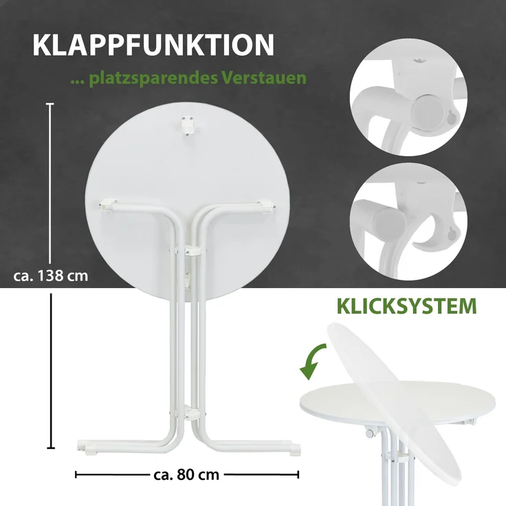 10x Stehtisch klappbar Ø 70 cm Höhe 110 cm Stahl Gastrotisch Partytisch Bistrotisch in Weiß – Bild 4