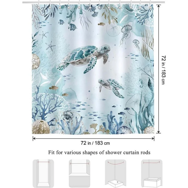 Agger Duschvorhang Anti-Schimmel Wasserdicht Polyester Stoff Waschbar Bad Vorhäng Breite 180 cm – Bild 2
