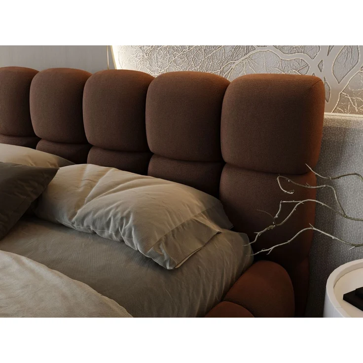 GRAINGOLD Modo Polsterbett 140x200, Doppelbett mit Kopfteil, groß Stauraum, Velour-Stoff, Braun – Bild 7
