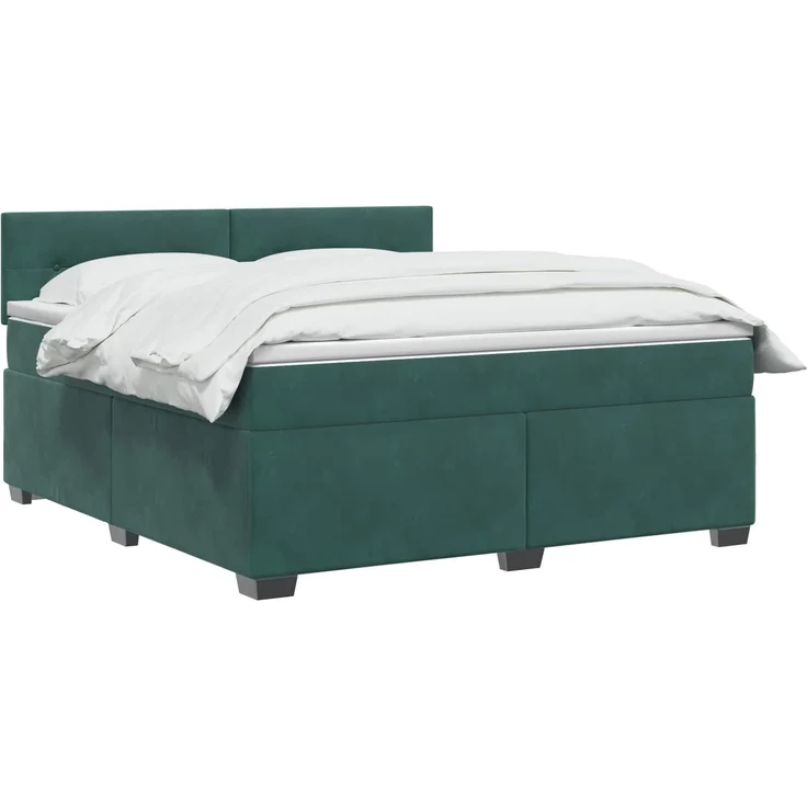 vidaXL Boxspringbett mit Matratze Dunkelgrün 140 x 200 cm Samt 3450731 – Bild 3