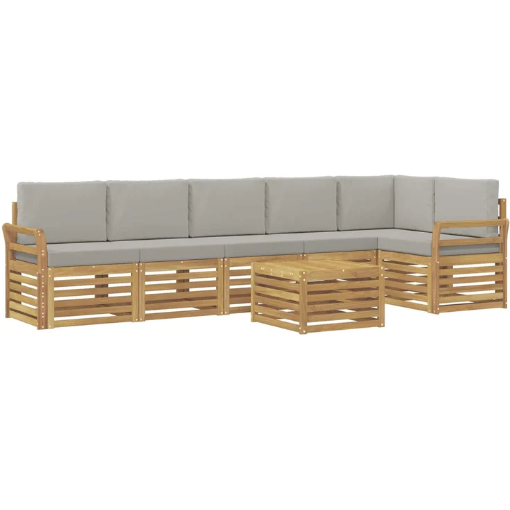 vidaXL Outdoor-Sofagarnitur 7 stk. 6-Sitzer Weiß und Hellgrau 3391956 – Bild 2