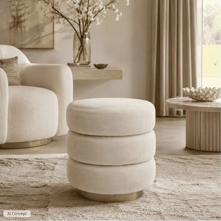 Lookway Pouf Pouf LUCIA im Glamour-Stil mit goldenem Sockel – Bild 2