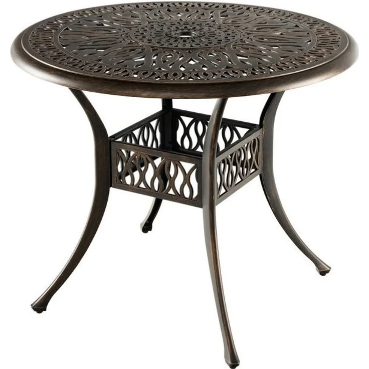 COSTWAY Bistrotisch Gartentisch, rund, φ90 cm, mit Schirmloch, aus Alu – Bild 4