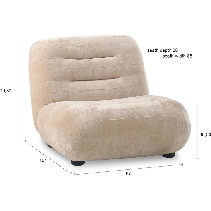 DutchBone Loungesessel Wyatt mit Veloursbezug Beige für Wohnzimmer 87x101x70,5 cm – Bild 6