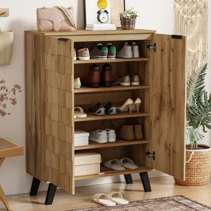 Flurschrank 80,5x35x109,5 cm - Eleganter Schuhschrank mit verstellbaren Böden – Bild 3