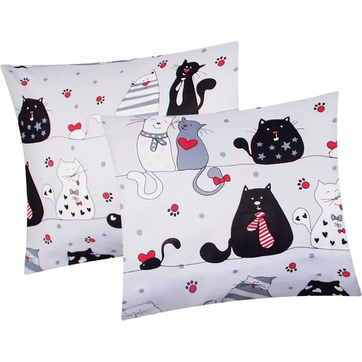 Heubergshop Kissenbezug, (2 Stück), 2er Set 40x40cm Katzen Pfoten Kinder (KY-Katzen-Grau) – Bild 2