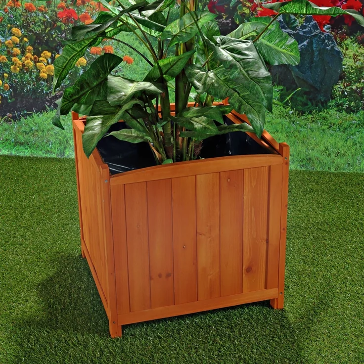 2x 50cm Garten Blumenkübel aus Holz Pflanzkasten Blumentrog Übertopf eckig NEU – Bild 3