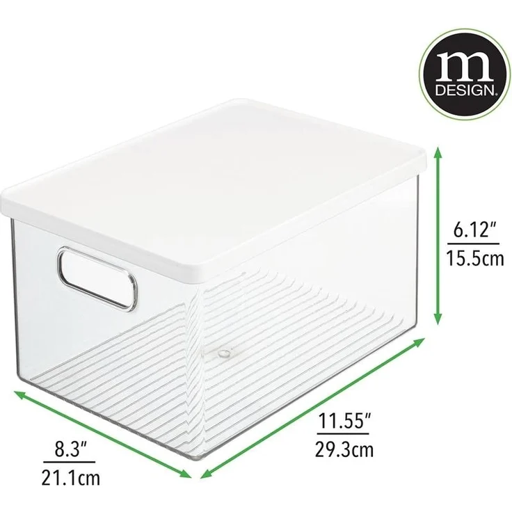 Aufbewahrungsbox Organizer Box mit Deckel mDesign stapelbar 4er Set Transparent – Bild 3