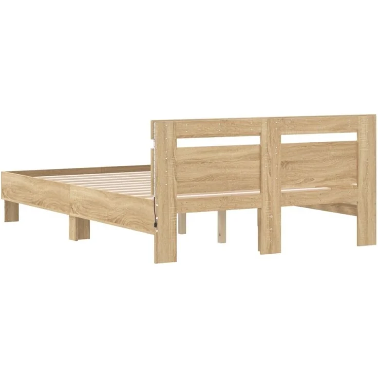 vidaXL Bettgestell mit Kopfteil LED-Beleuchtung Sonoma-Eiche 120x200cm 3207555 – Bild 5