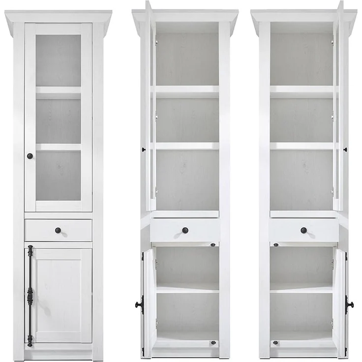 Lomadox Wohnwand WINGST-61, (3-St), Wohnzimmer im Landhaus-Stil Pinie weiß Nb. inkl. LED 340x207x45cm – Bild 2
