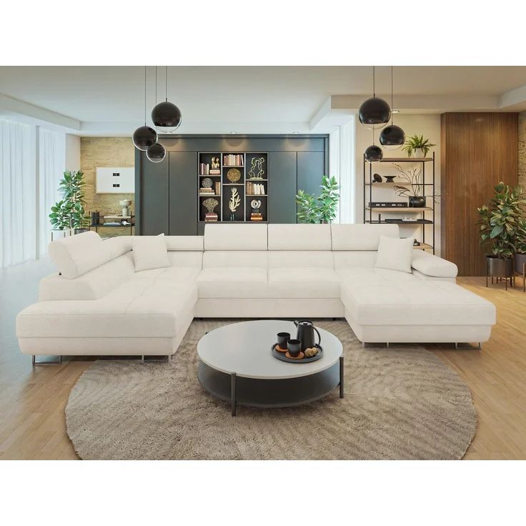 Wohnlandschaft Torezio Bis mit Bettkasten, Schlaffunktion und Einstellbare Kopfstützen (Farbe: Flow 06, Seite: Links) – Bild 1