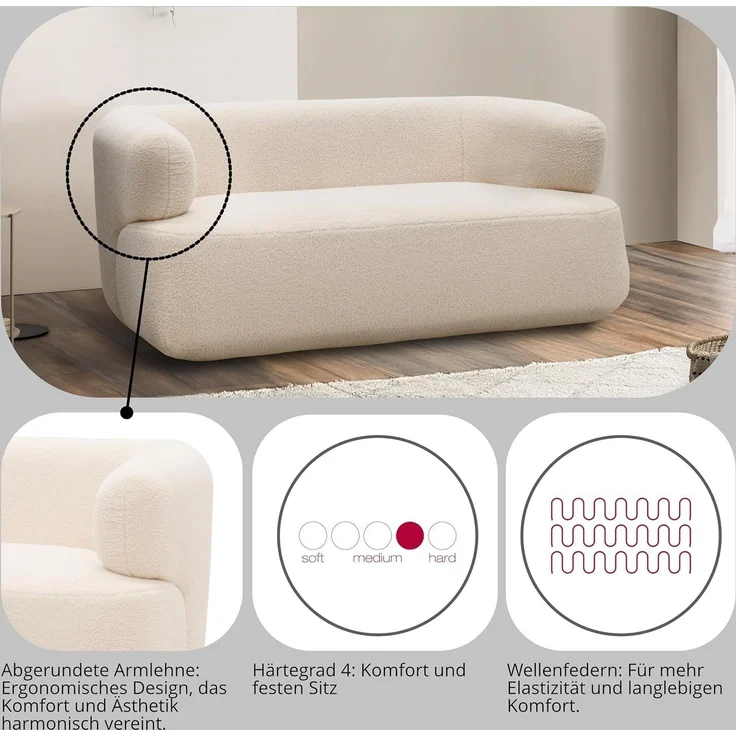 DOMO. collection Sessel 800012, Polstersessel, organische Form, gepolsterte Rückenlehne, Rücken in Oberstoff, Armsessel, Cocktailsessel, Loungesessel, 90 x 86 x 71 (BxTxH), creme – Bild 9
