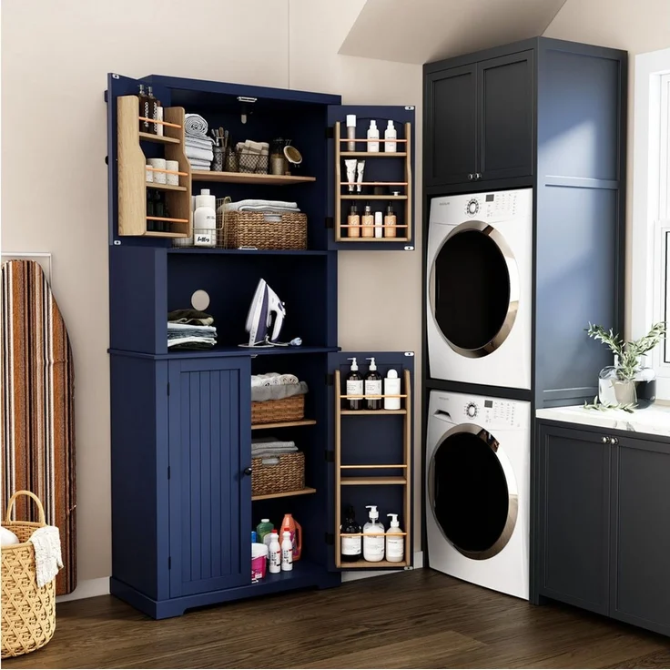 HOLTICO Hochschrank Küchenschrank mit Arbeitsplatte, Buffetschrank, Esszimmerschrank (1-St) Speisekammer mit 4 Türen und Regalen, 183cm – Bild 4