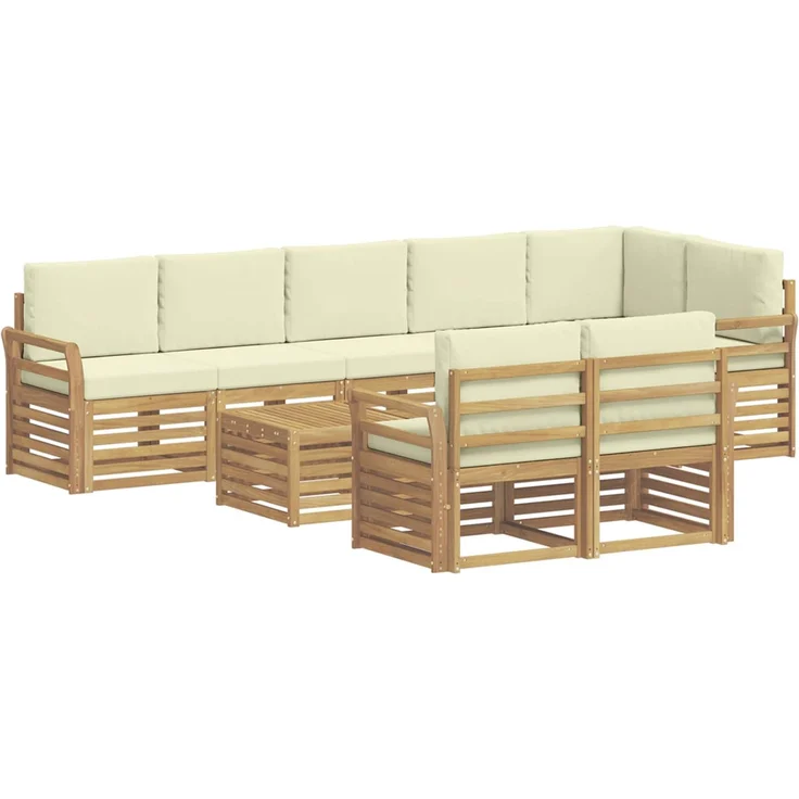 vidaXL Outdoor-Sofagarnitur 9 stk. 8-Sitzer Weiß und Creme Polyester 3392075 – Bild 2