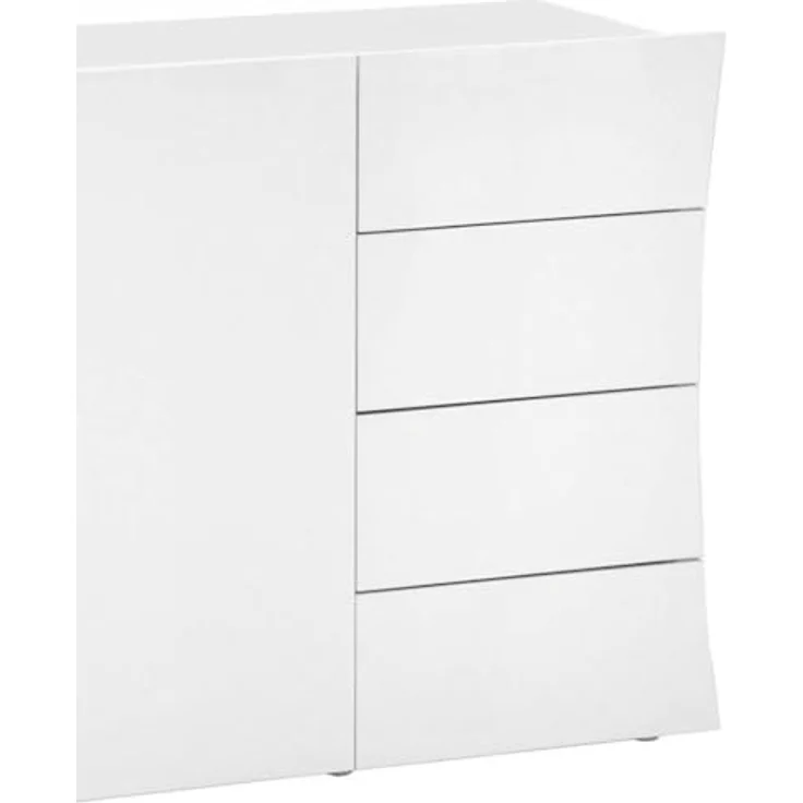 Dmora Modernes Sideboard, Design-Sideboard mit 2 Türen und 4 Schubladen, Made in Italy, TV-Ständer, Wohnzimmerbuffet, 124x40h82 cm, glänzend weiße Farbe – Bild 9