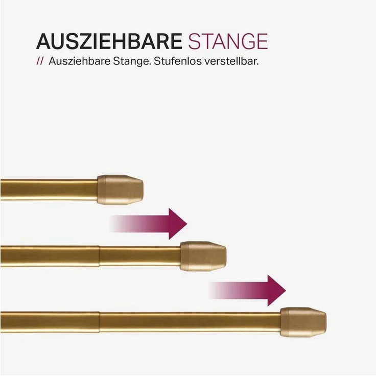 Bestlivings Vitragestange 2er-Pack, Ø 10 mm, 1-läufig, ausziehbar, mit Schraubhaken, verschrauben, Edelstahl, für Küchen- & Bistrogardinen – Bild 3