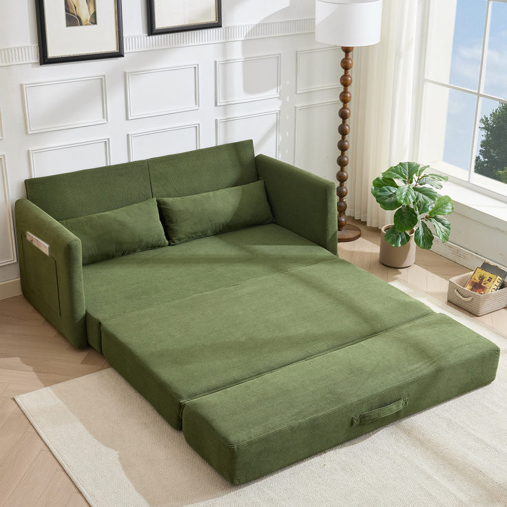 ZUBALIYA Schlafsofa 92x82 cm, mit Stauraum, mit Samtbezug, mit Cordbezug, mit breiten Armlehnen, mit Schaumstoffpolsterung, Grün – Bild 15