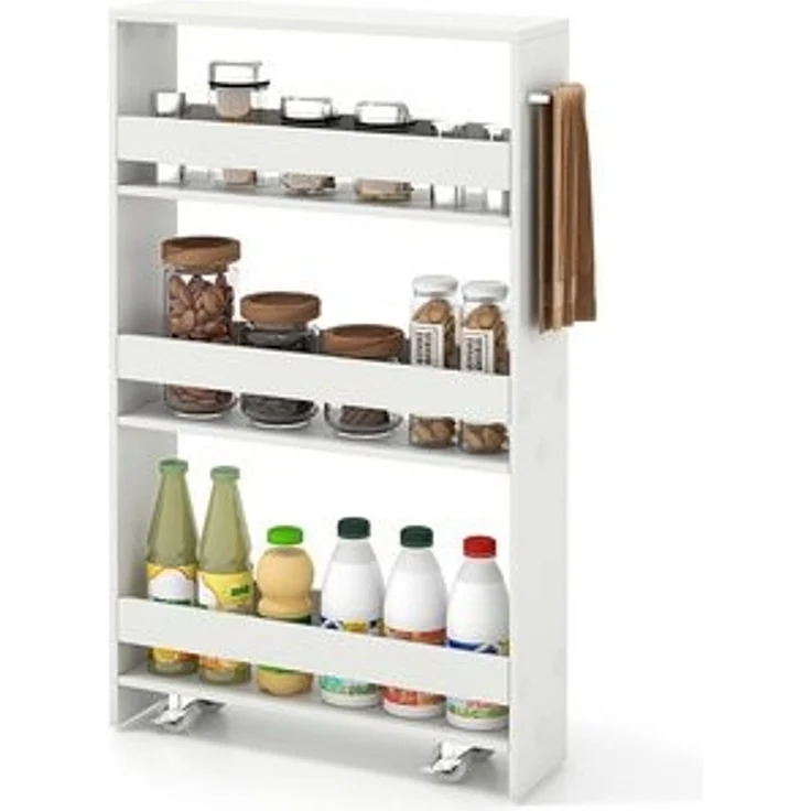COSTWAY Küchenwagen, schmal, Nischenwagen 4 Ebenen, auf Rollen, 48x12,5x81cm – Bild 6