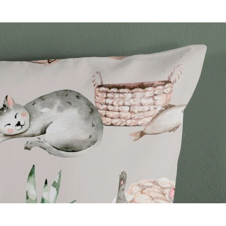 Good Morning Kinder Bettwäsche 135x200 Catlife Katzen Wende grau beige 30855 – Bild 3