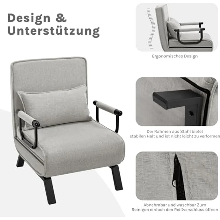 Woltu Schlafsofa, 1 Teile, Schlafsessel 3 in 1, mit Bettfunktion, Sofabett Gästebett – Bild 7