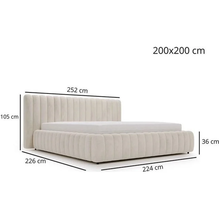 GrainGold Polsterbett mit Bettkästen BLISS, Modern Bett mit Kopfteil - 200x200 cm, Beige (1x Bett) – Bild 4