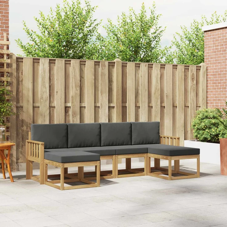 vidaXL Outdoor-Sofagarnitur 6 pcs Weiß und Anthrazit Polyester 3388011 – Bild 1