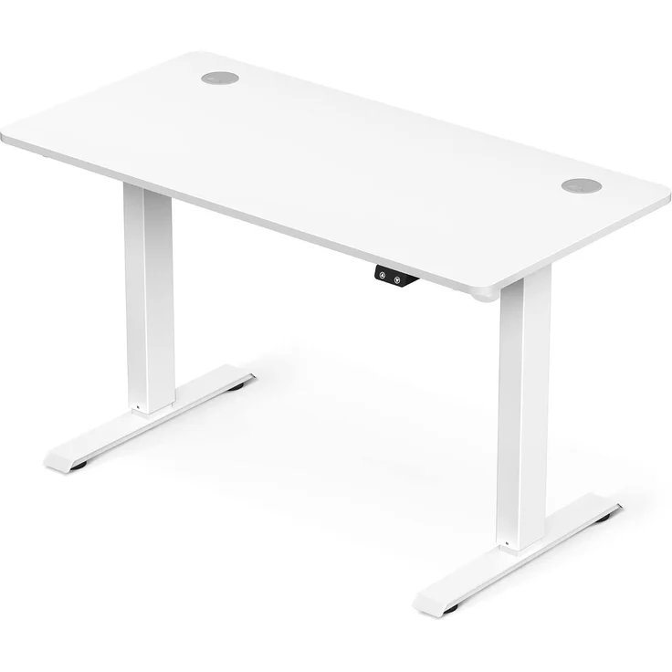 SONGMICS Höhenverstellbarer Schreibtisch elektrisch, Tischgestell, Schreibtischständer mit Motor, stufenlos verstellbar, 120 x 60 x (73-114) cm, Stahl, weiß LSD011W01 – Bild 1