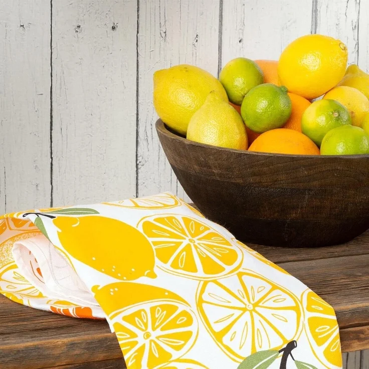 Kracht Küchen Textilien Limoncello|Halbleinen Küchentuch bedruckt 50x70 cm bunt 3er Pack – Bild 2