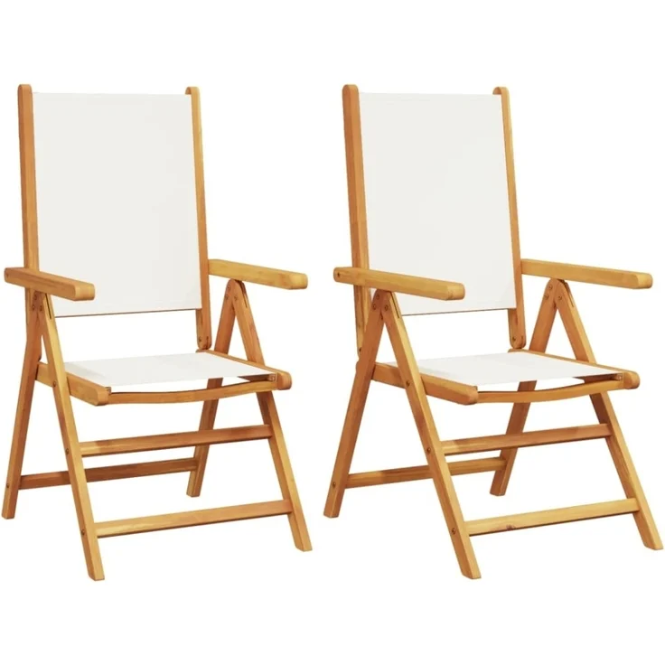 vidaXL Gartenstühle 2 Stk. Cremeweiß Massivholz Akazie & Stoff 367657 – Bild 8