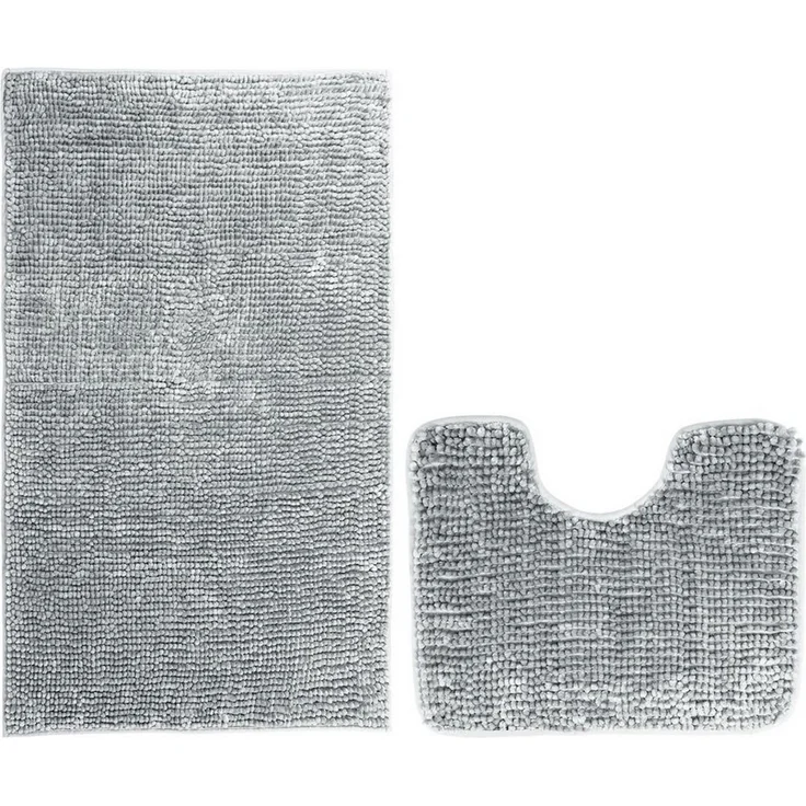 Restilo Badematte Badematte Badteppich Badvorleger Duschvorleger WC Vorleger rutschfest, rutschhemmend beschichtet, Set, Polyester, Rechteckig, Matte + WC Vorleger, BxL 50x80 cm und BxL 40x50 cm – Bild 1