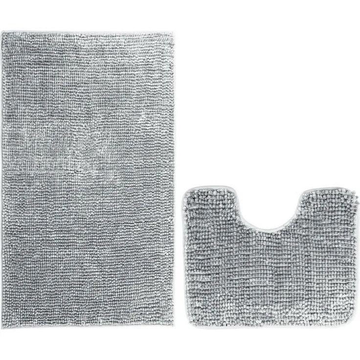 Restilo Badematte Badematte Badteppich Badvorleger Duschvorleger WC Vorleger rutschfest, rutschhemmend beschichtet, Set, Polyester, Rechteckig, Matte + WC Vorleger, BxL 50x80 cm und BxL 40x50 cm