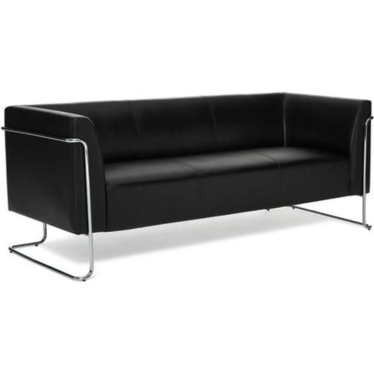 MID.YOU 3-Sitzer-Sofa in Schwarz, Textilbezug mit Lederlook, 179x71x74 cm, Rücken echt, für Wohnzimmer – Bild 2