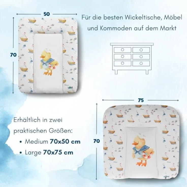 Kikido Wickelauflage 50x70 cm - Ente - Baby Wickelauflagen Wasserfest, Abwaschbar und Pflegeleicht - Wickelunterlage Weich Tragbare, Leicht zu Reinigen - OEKO-TEX - Universal-Wickelauflage 50x70 – Bild 3