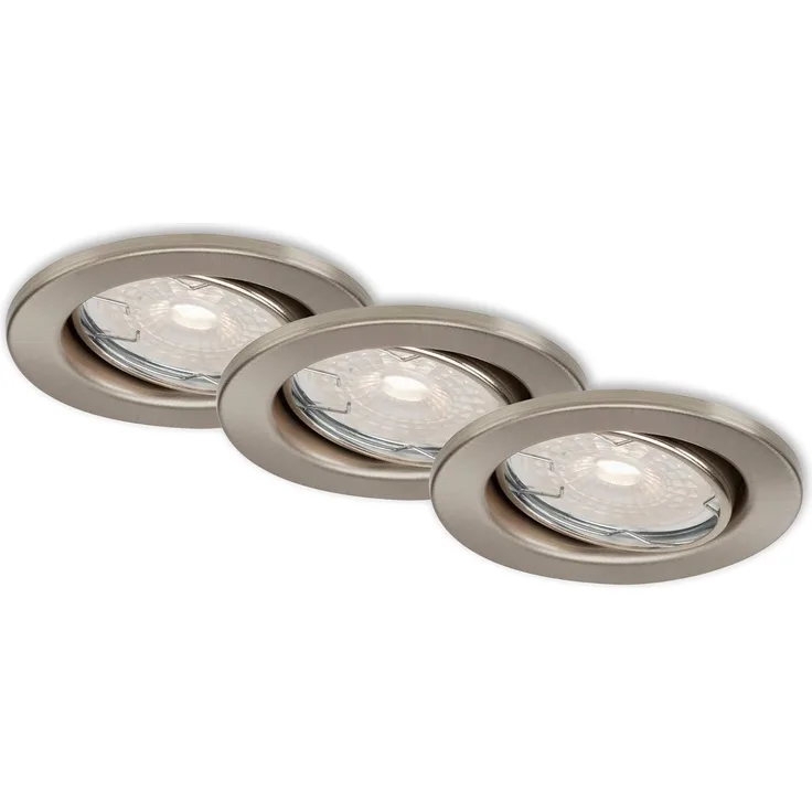 Di-Ka LED Einbauleuchte Dimm 3er Set nickel-matt Ø 8,6 cm GU10 5,5 W