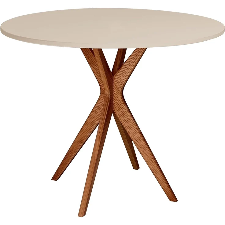 Ragaba runder Esstisch, MDF / Beine aus Massivem Eschenholz in Eiche, Braun Beige, Ø 80 cm – Bild 1