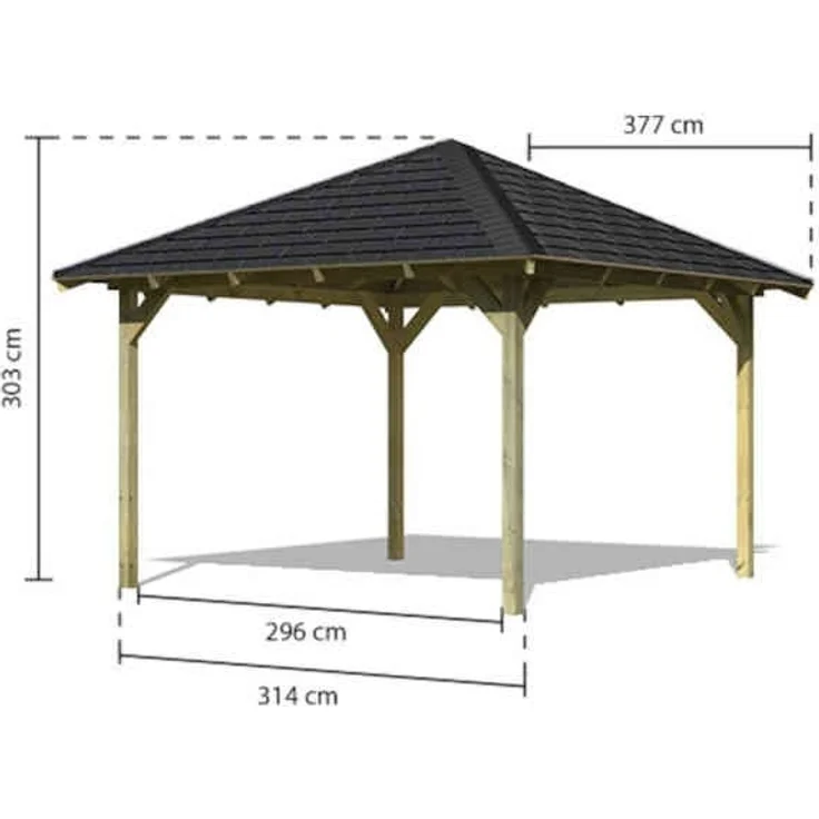 Karibu Pavillon Eco Granada im Set mit Schindeln – Bild 2