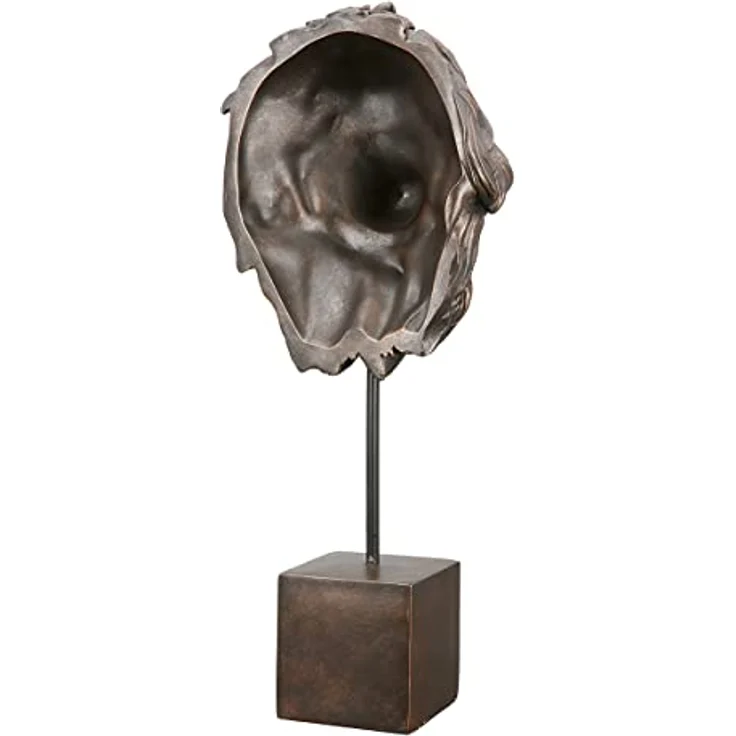 Casablanca Deko Figur Skulptur Löwe Kopf auf Sockel XL - 3D Tierkopf Statue aus Kunstharz - Farbe: Bronze Höhe 51 cm – Bild 2
